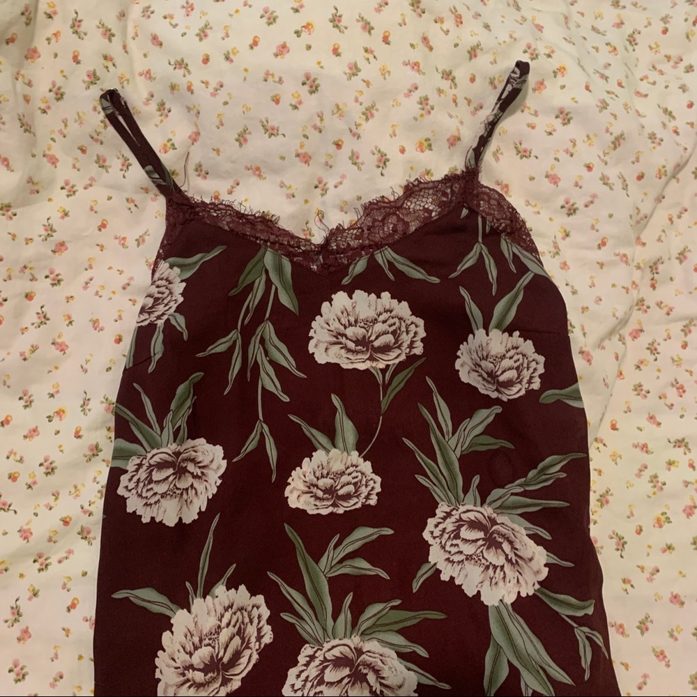 Burgundy/ maroon floral camisole
